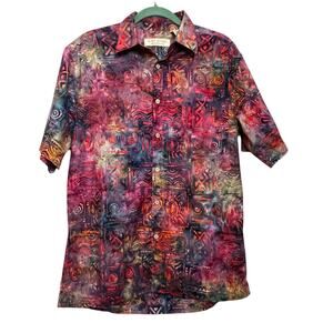 Island Republic Men’s M Batik Hawaiian Shirt Button Front Tribal Print